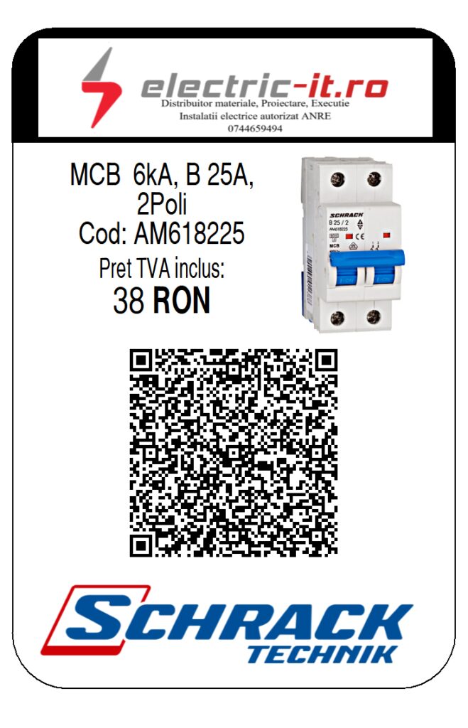 AM618225 - MCB 6kA, B 25A, 2Poli