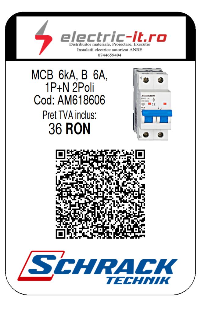AM618606 - MCB 6kA, B 6A,1P+N 2module