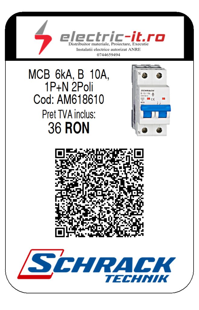 AM618610 - MCB 6kA, B 10A,1P+N 2module